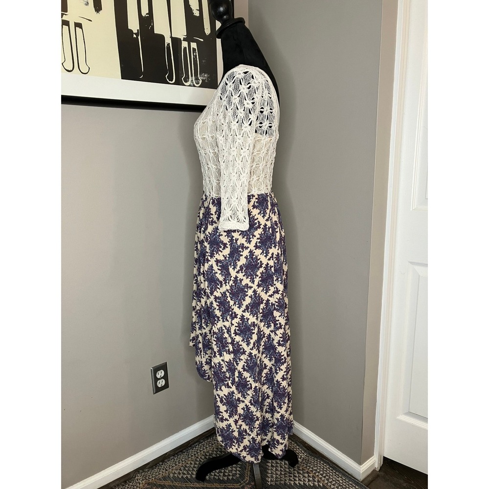 Free‎ People Lonesome Dove Hi-Lo Crochet Floral Boho Gypsy Cottage dress Size 4 - Picture 3 of 12